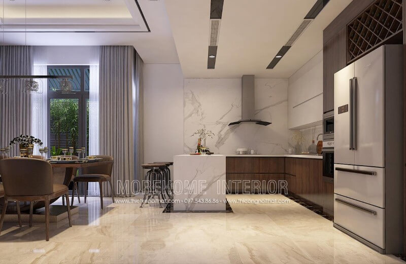 Mẫu tủ bếp đẹp hiện đại, đơn giản, không quá cầu kì vào các chi tiết, phần mặt tủ bếp được ốp đá vân mây sang trọng mà vô cùng sạch sẽ Tủ bếp hiện đại,tủ bếp đẹp hiện đại, tủ bếp An Cường