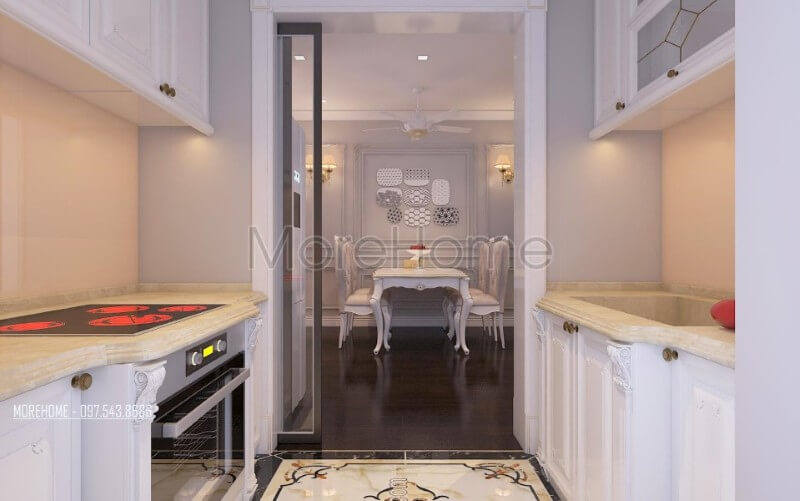 Mẫu tủ bếp chữ i được phân chia hệ tủ một cách hợp lí, vừa dễ dàng nấu nướng, vừa lưu trữ vật dụng nấu nướng, gia vị... một cách phù hợp. Tủ bếp hiện đại, tủ bếp chữ u, tủ bếp chữ i, tủ bếp chữ l