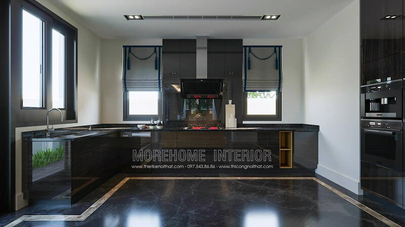 Mẫu tủ bếp hiện đại nhỏ đẹp cho không gian phòng bếp biệt thự Tủ bếp hiện đại, tủ bếp chữ u, tủ bếp chữ i, tủ bếp chữ l