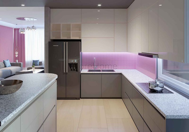 Thiết kế nội thất phòng bếp chung cư phong cách hiện đại, trẻ trung