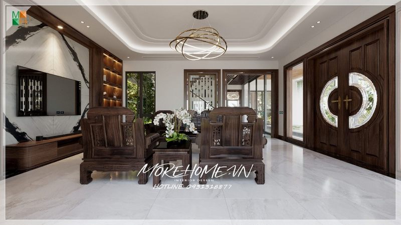 Phòng khách nội thất trang trí sử dụng tiện nghi, thoải mái thể hiện tính cách gu thẩm mỹ của gia chủ