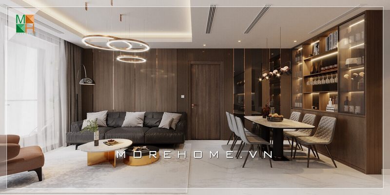 Mẫu thiết kế phòng khách liền phòng ăn phong cách hiện đại cho chung cư, nhà phố có diện tích nhỏ