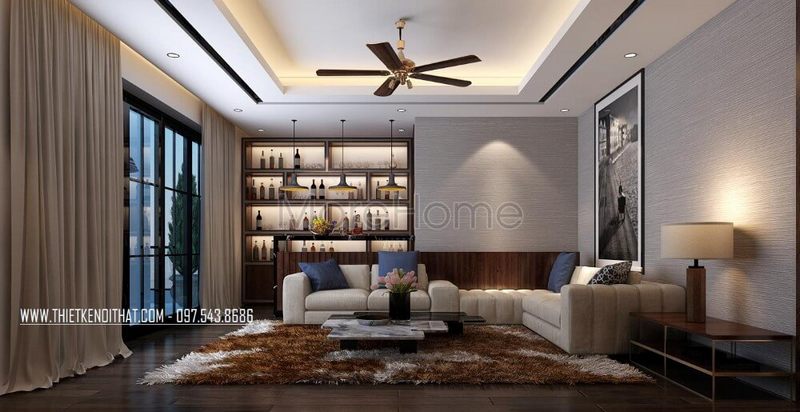 Tạo ra một trần thạch cao hiện đại cho phòng khách của nhà phố và chung cư hiện đại.